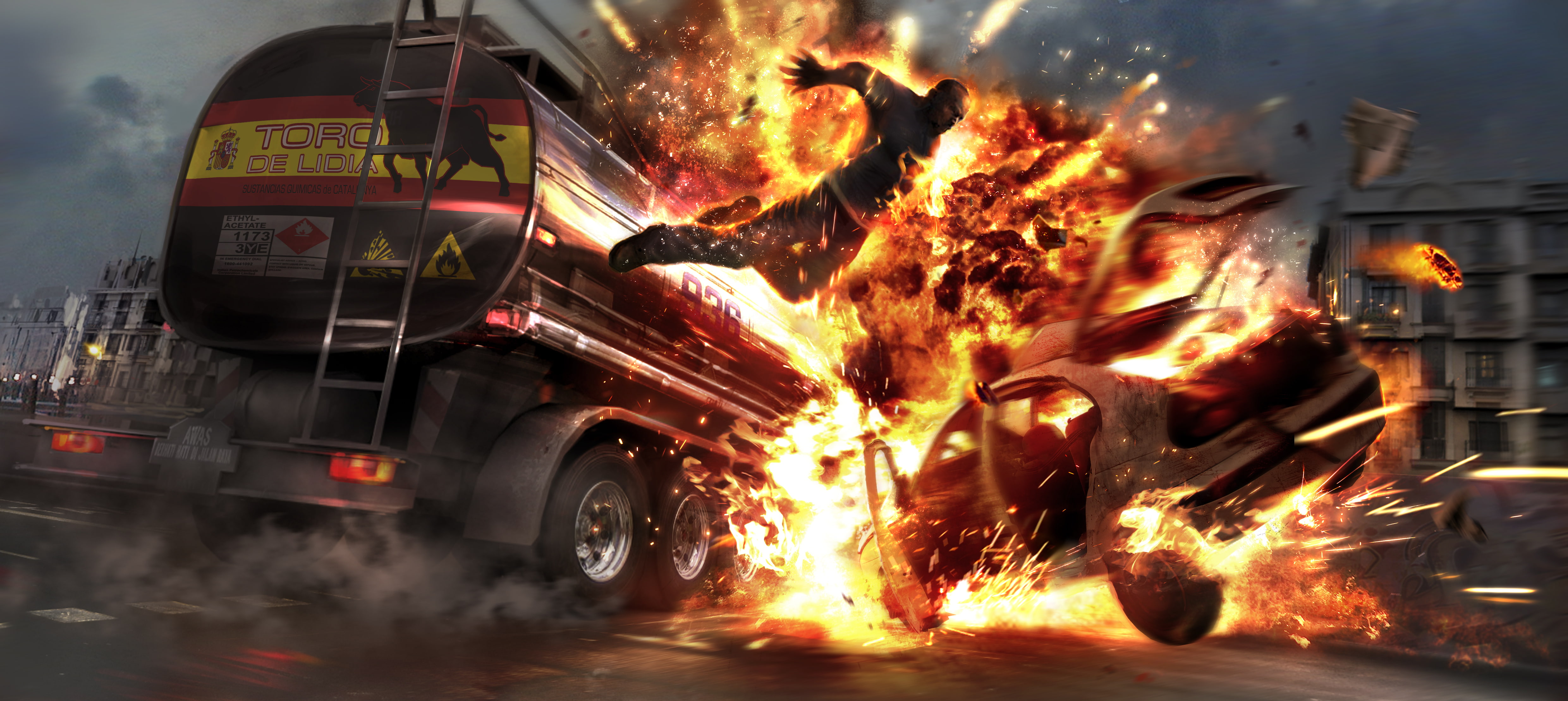 night, 4K, The explosion, nature, smoke - physical structure, heat - temperature, poster, glowing, Boom, burning, car, fire - natural phenomenon, Fire, HD Wallpaper