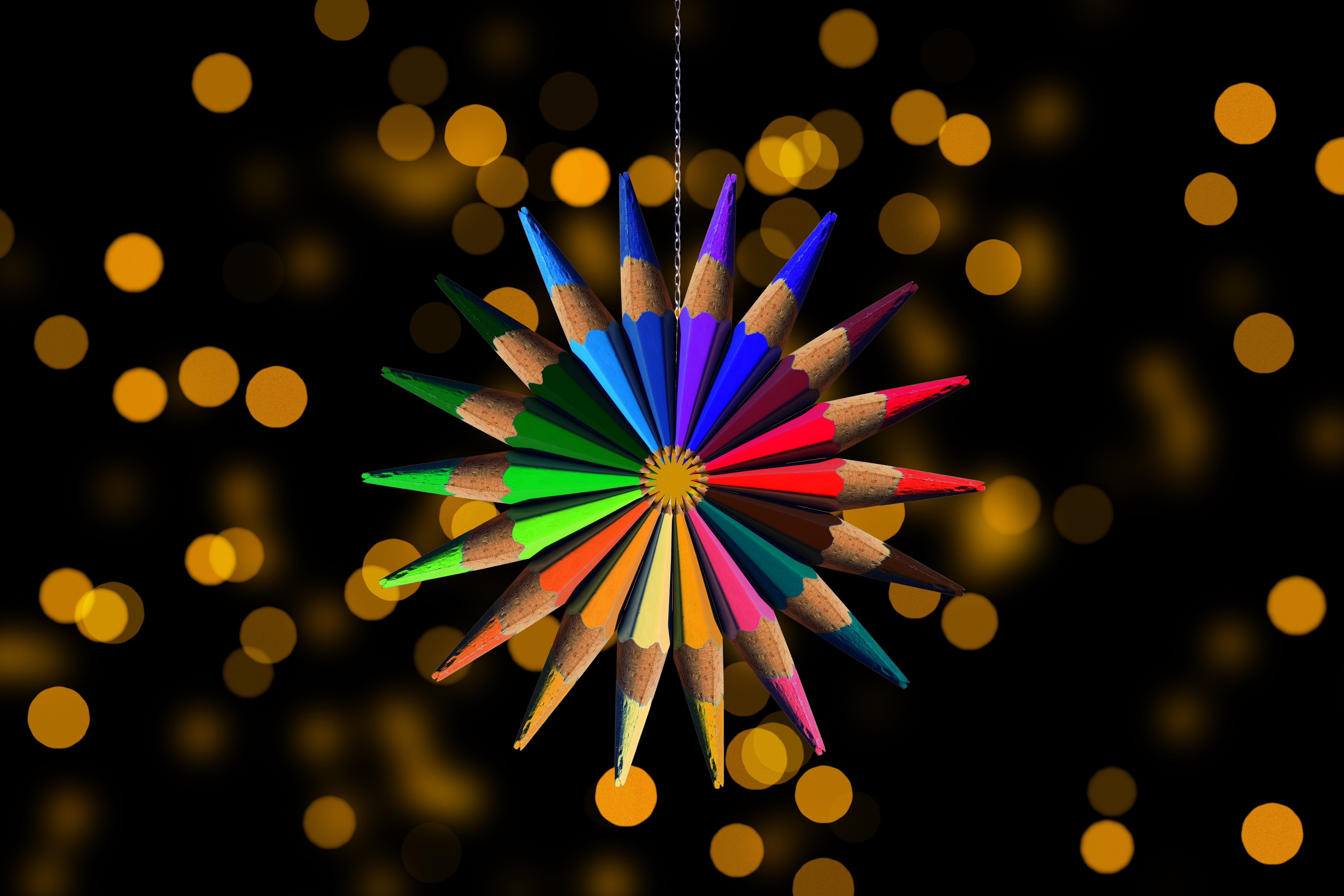 bokeh, abstract, indoors, art and craft, multi colored, star, colored pencil, shape, writing instrument, geometric shape, pattern, colored, choice, HD Wallpaper