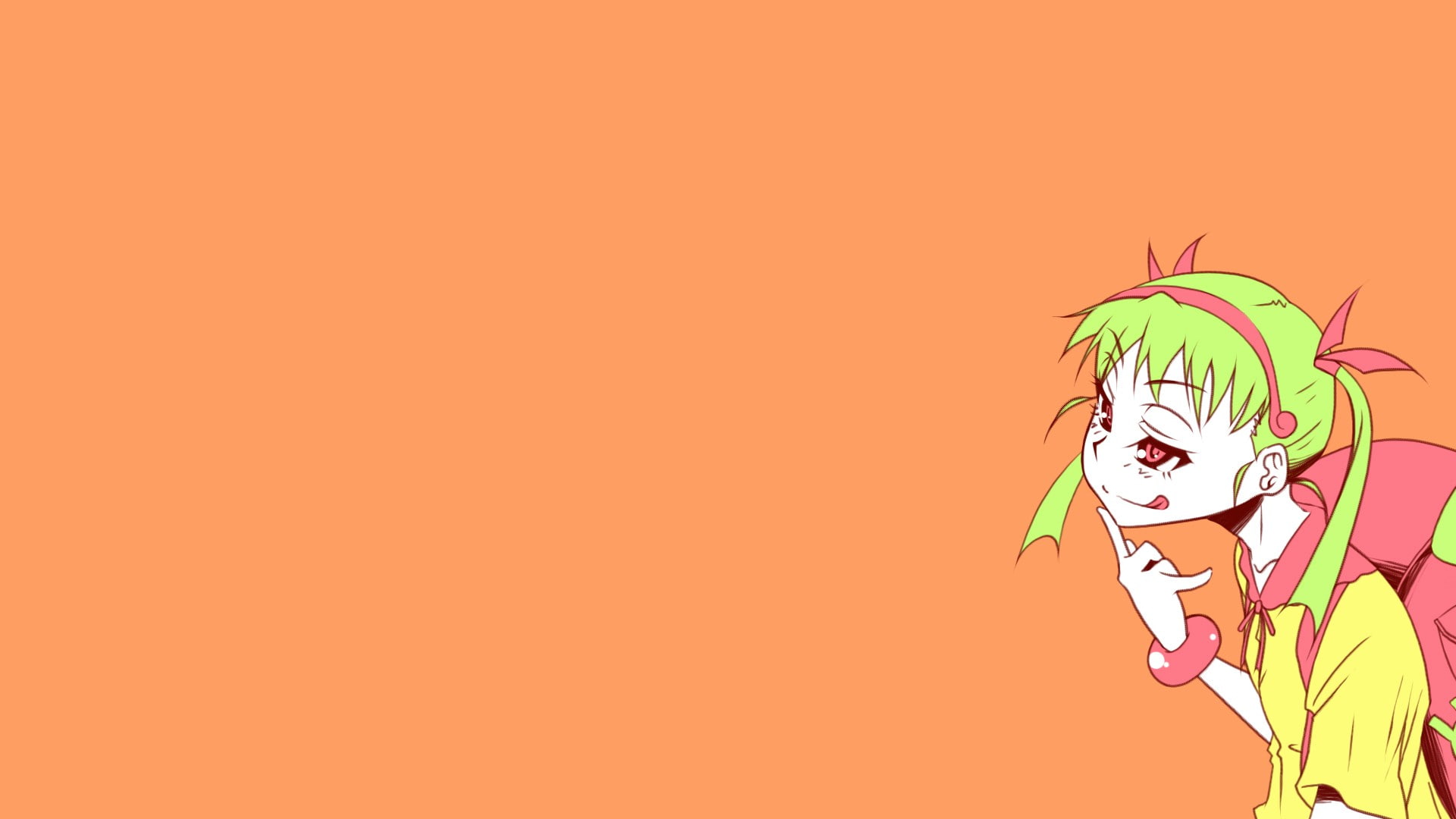 1080P, Monogatari Series, anime, minimalism, anime girls, Hachikuji Mayoi, colorful, HD Wallpaper
