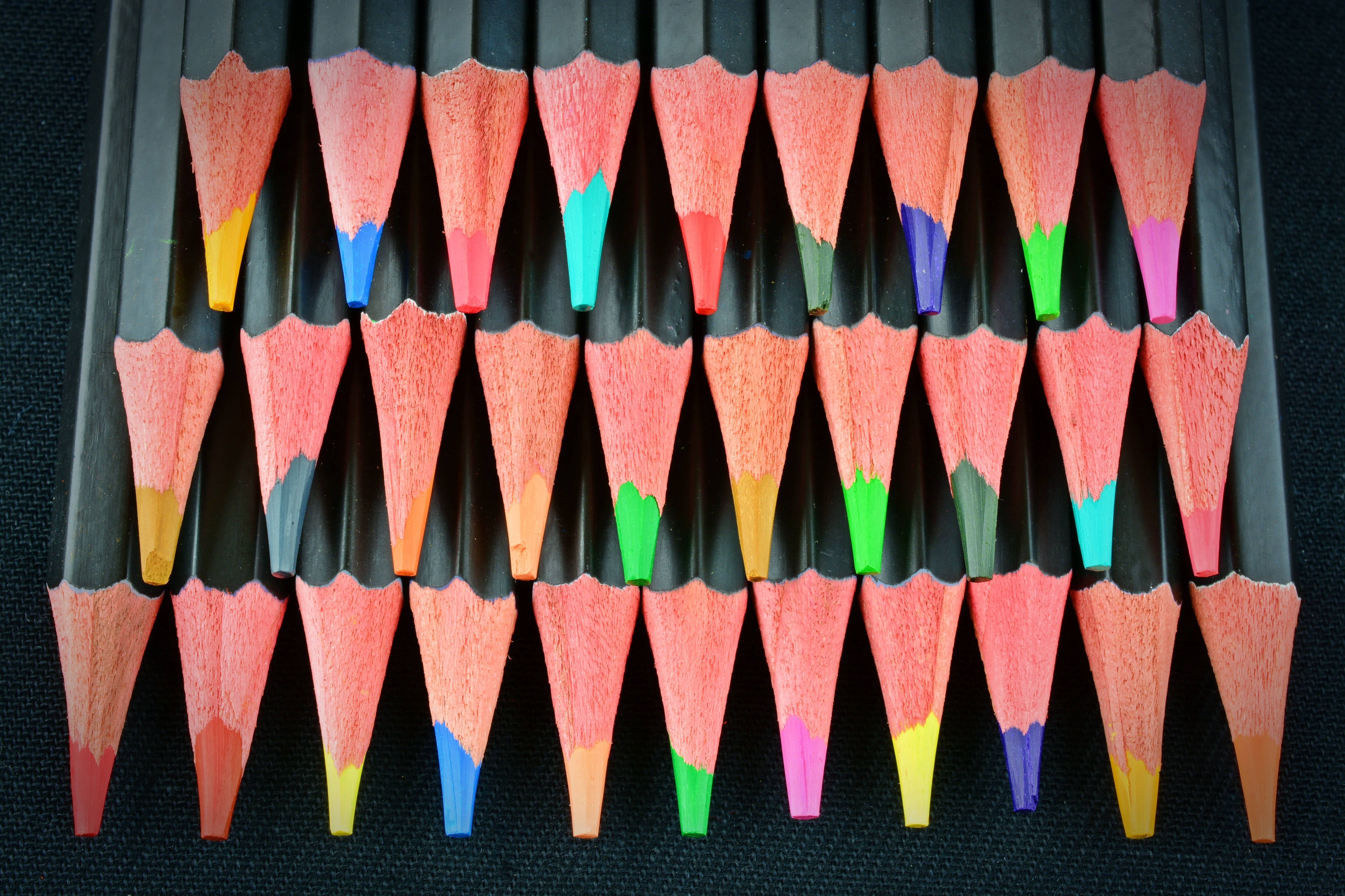 writing instrument, no people, close, colour pencils, macro, different colored crayons, multi colored, color, art and craft, colorful, choice, in a row, HD Wallpaper