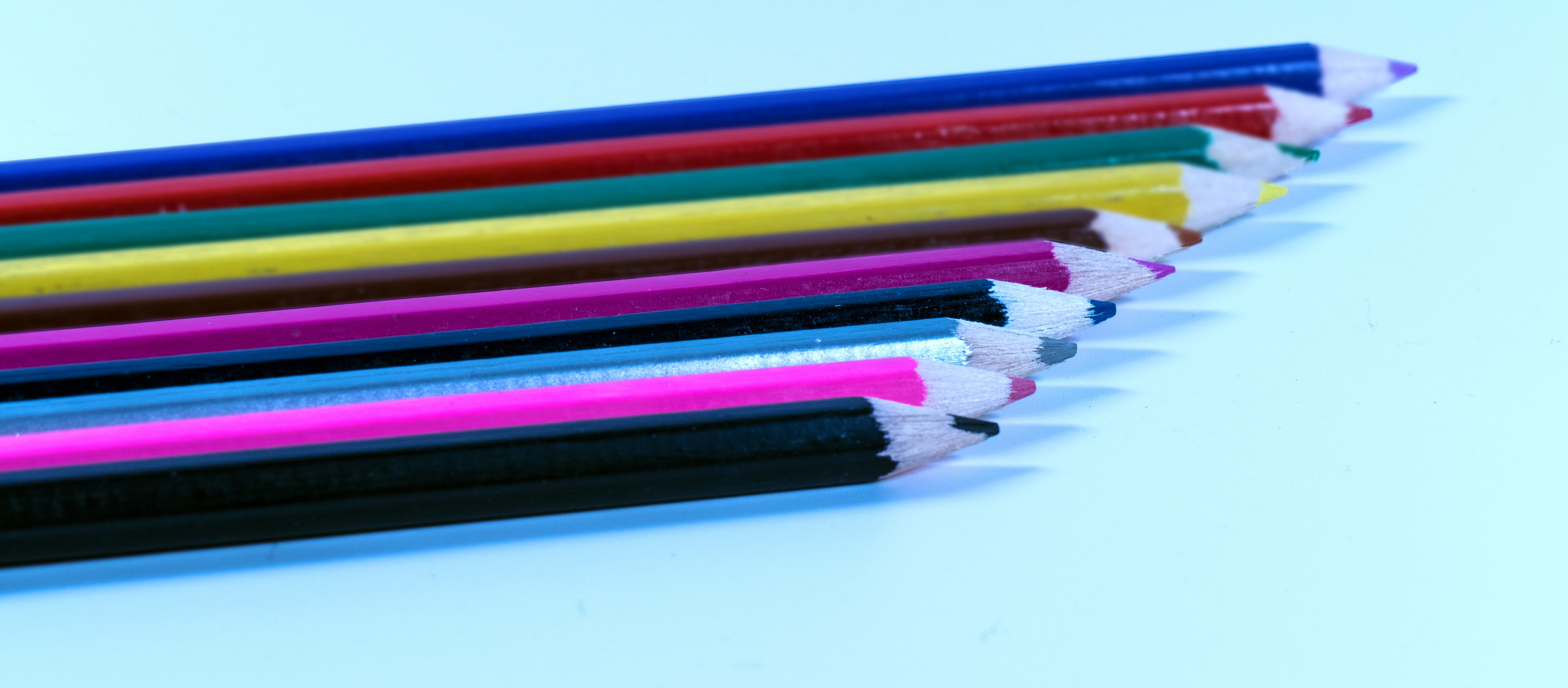 order, pencil, colored pencil, paint, pens, office, in a row, still life, studio shot, group of objects, color, different colored crayons, colored pencils, HD Wallpaper