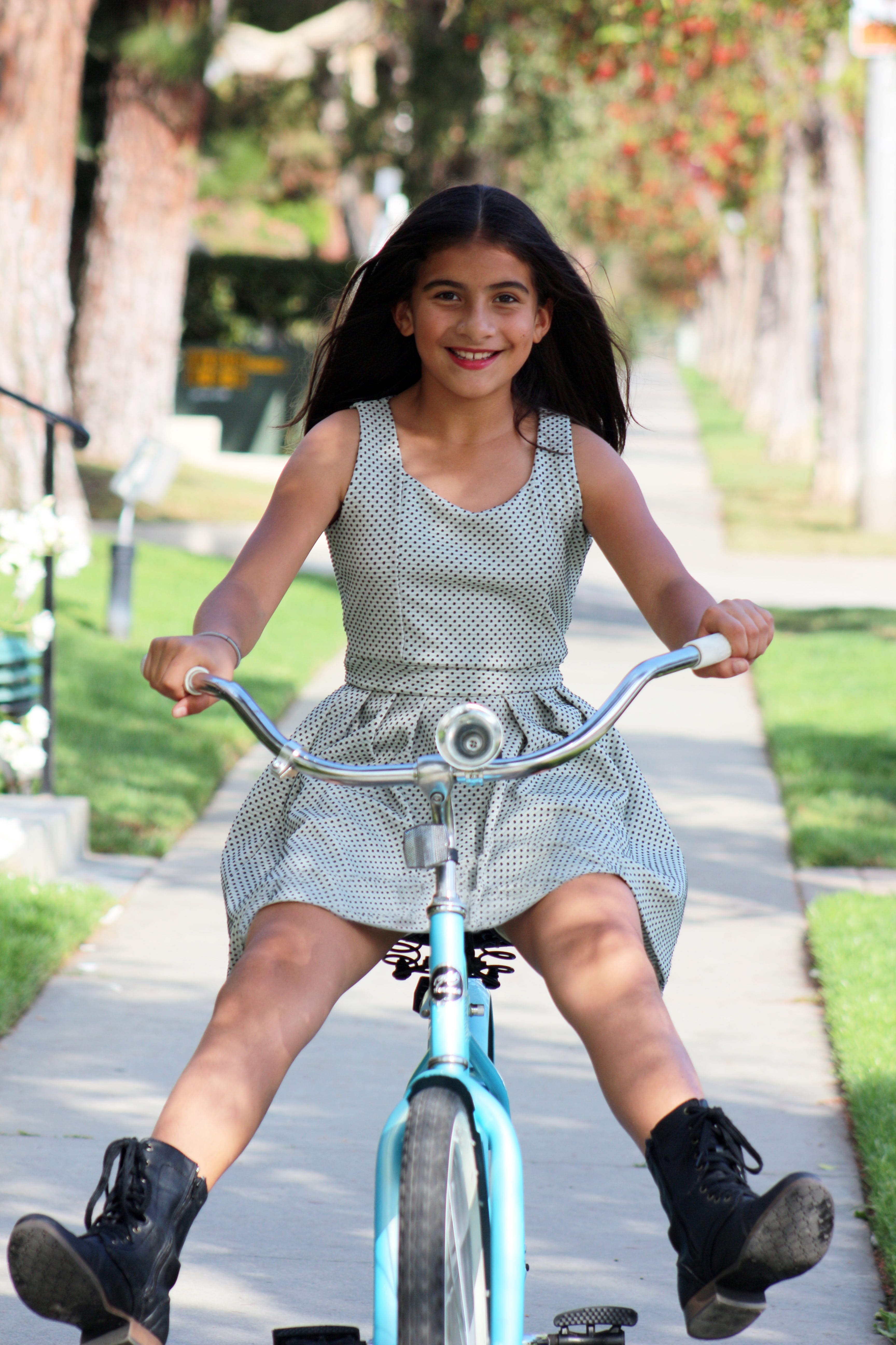 portrait, casual clothing, happiness, youth, one Person, bike, adult, looking at camera, young adult, leisure activity, people, 5K, outdoors, beautiful woman, Phone HD Wallpaper