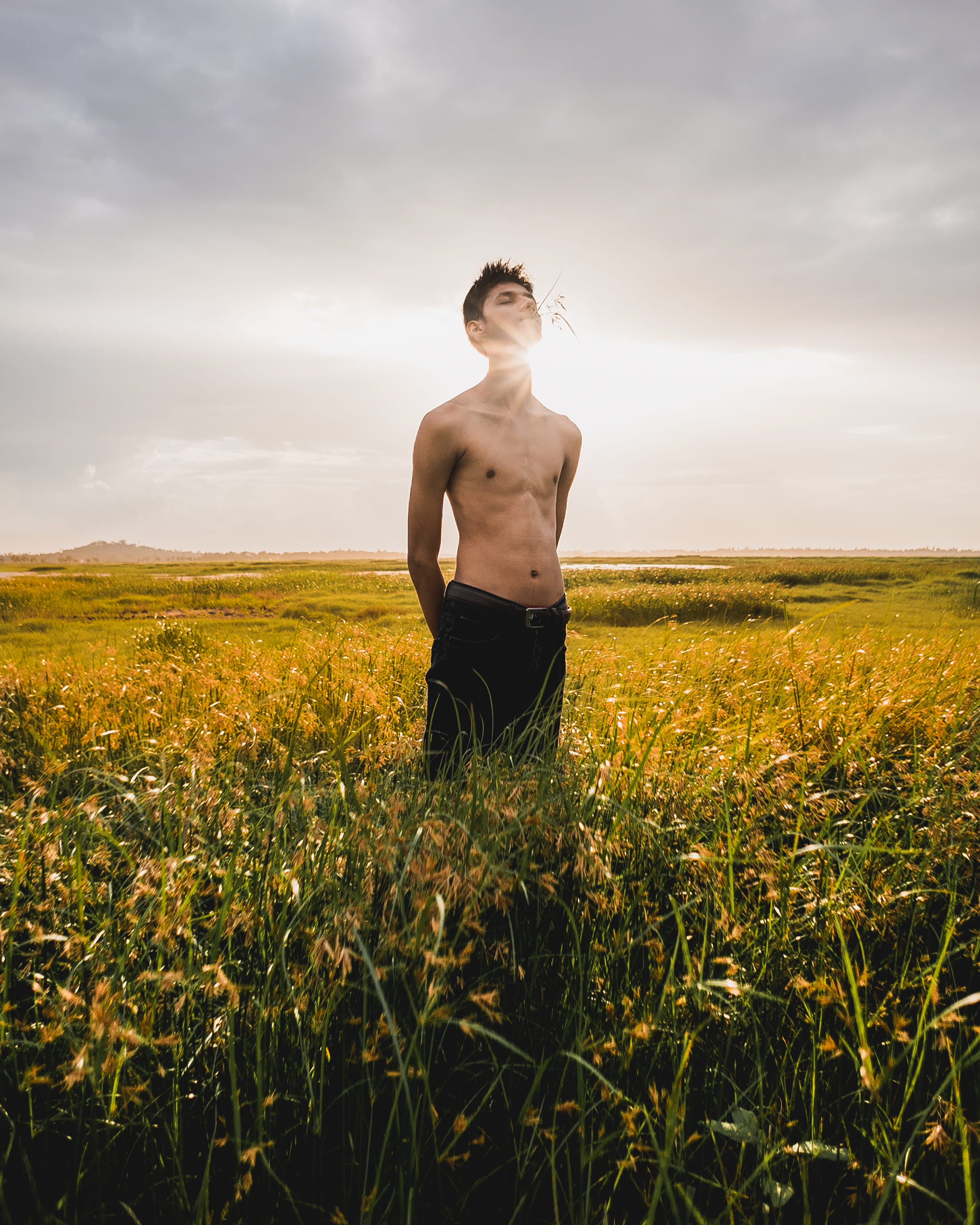 nature, farm, real people, plant, back, sky, vasai, environment, outdoors, moody, one person, three quarter length, grassland, standing, 2K, field, scenics - nature, Phone HD Wallpaper