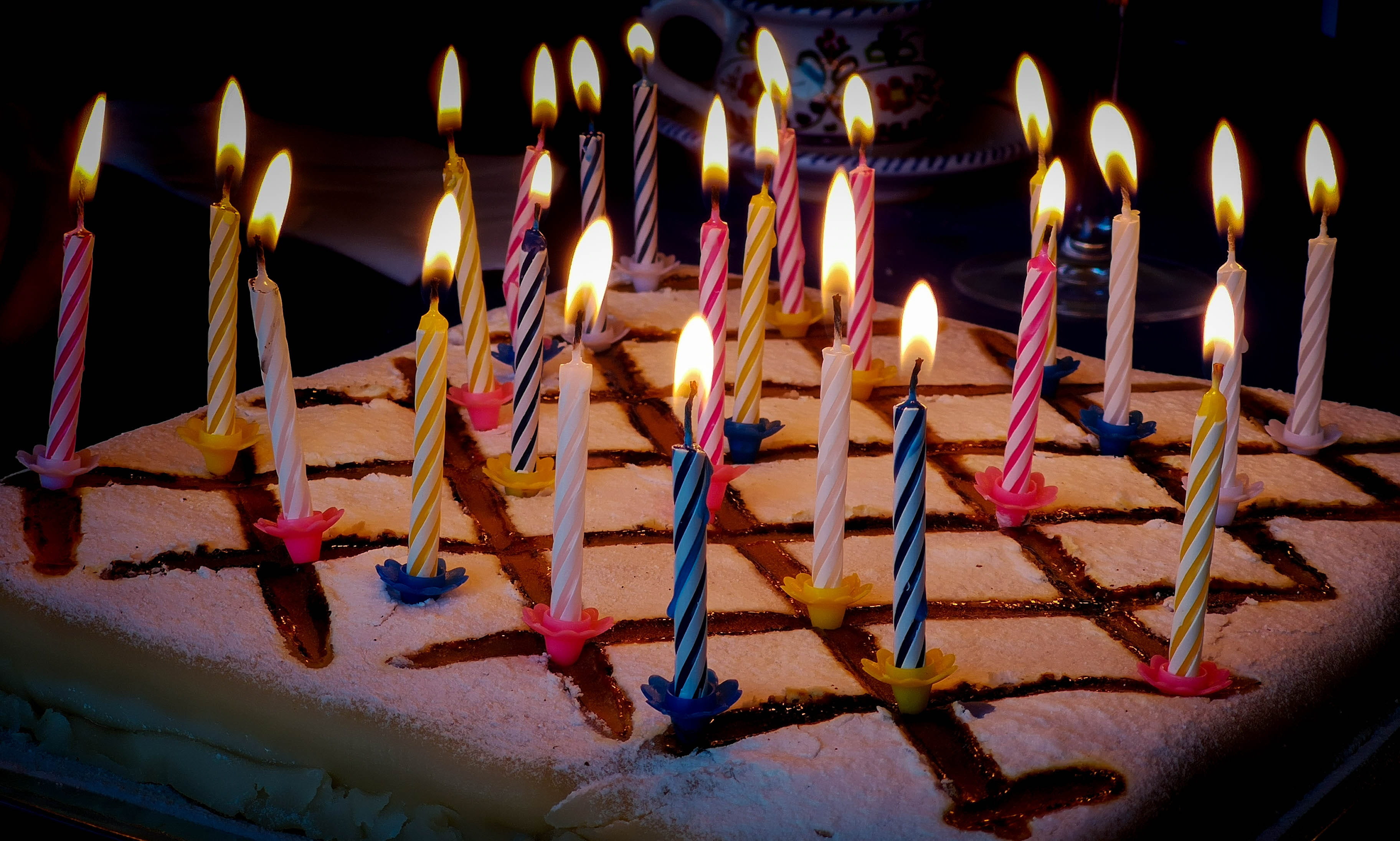 birthday, candle, 2K, burning, anniversary, fire - natural phenomenon, candles, temptation, birthday cake, sweet, illuminated, flame, no people, dessert, HD Wallpaper
