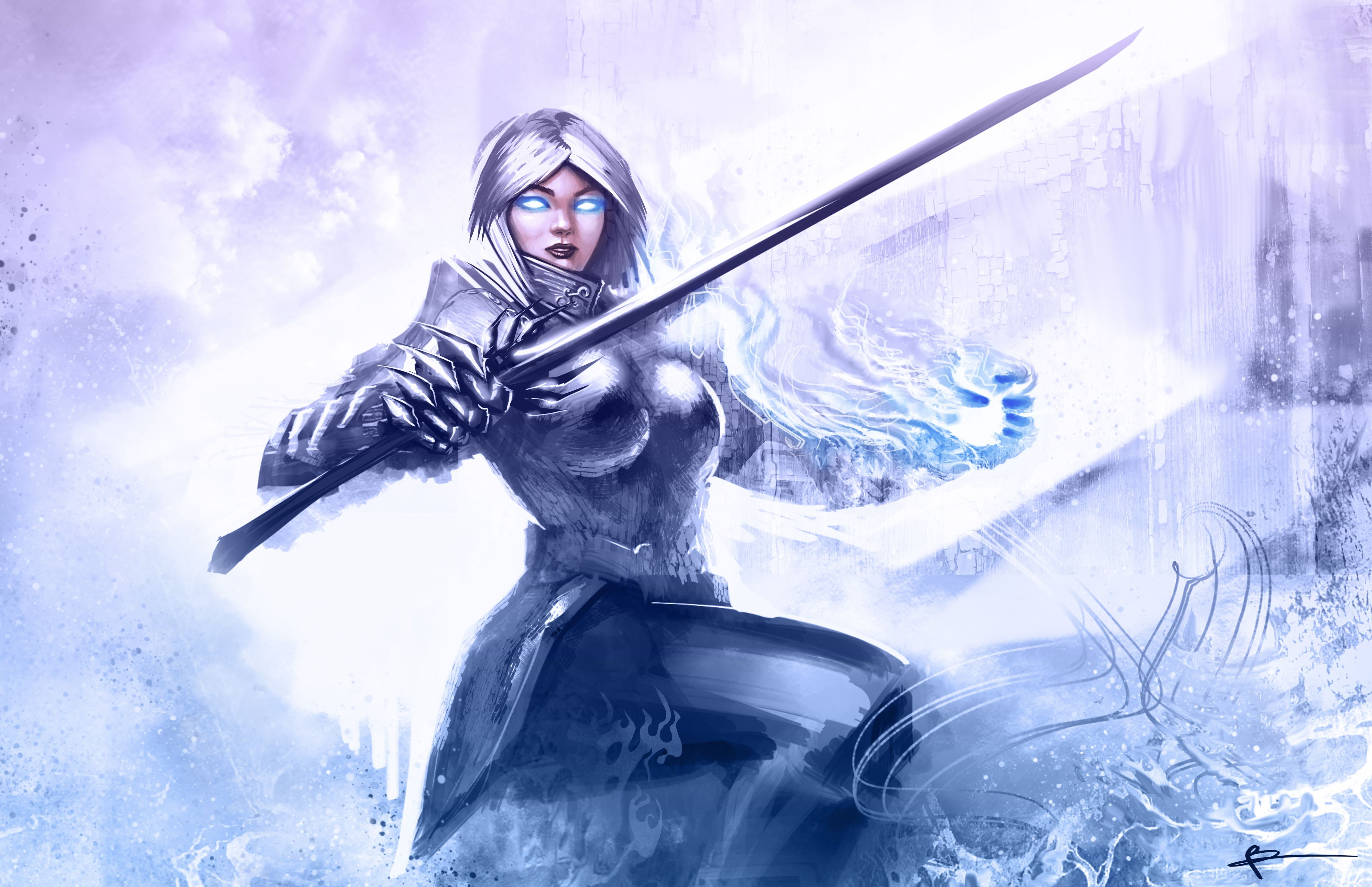 games, guild, sword, wars, swords, weapon, 4K, fantasy, weapons, girls, armor, HD Wallpaper