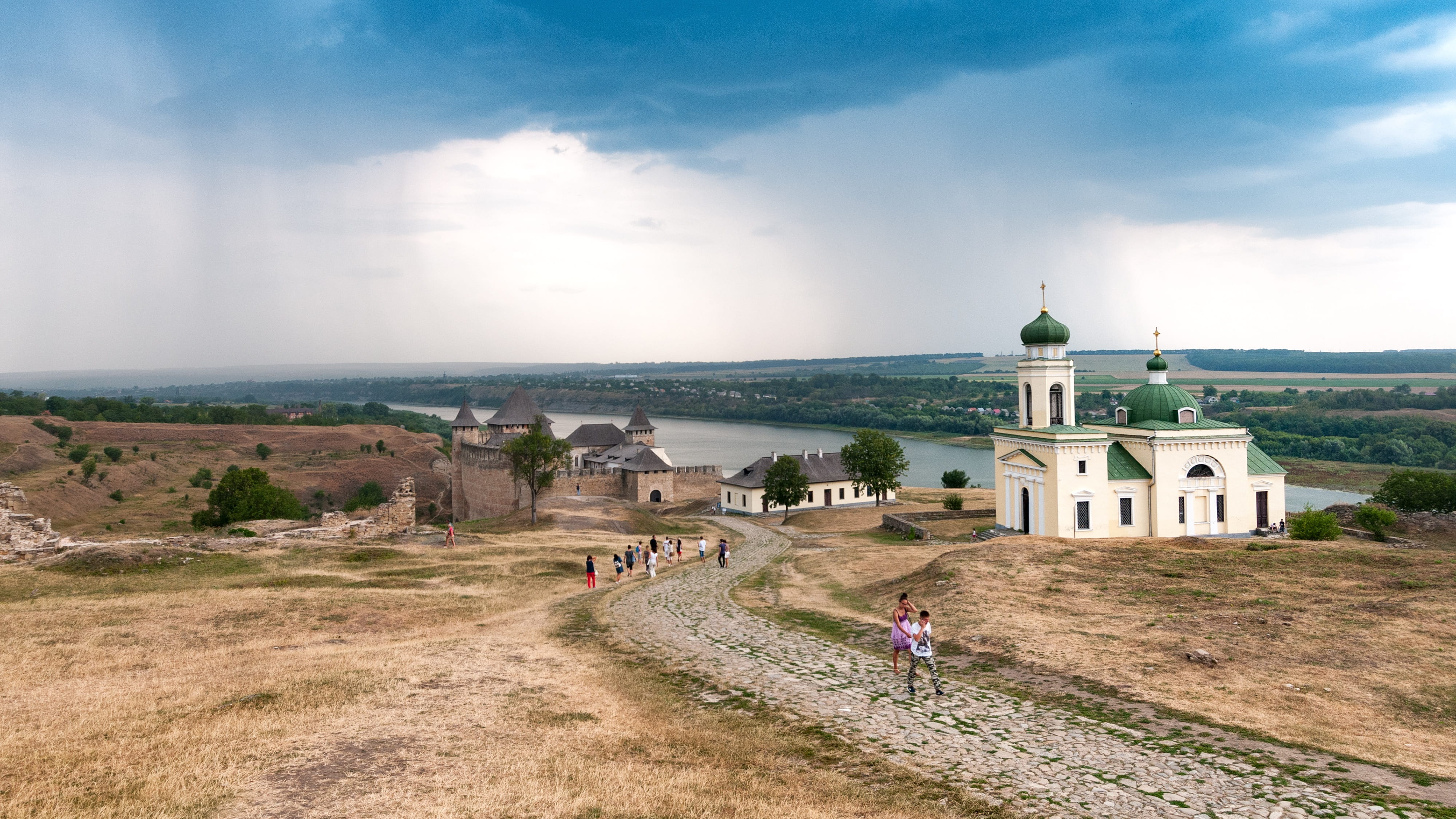 sea, travel destinations, outdoors, 4K, horizon over water, center later, no people, architecture, Khotyn, historically, religion, built structure, ukraine, HD Wallpaper