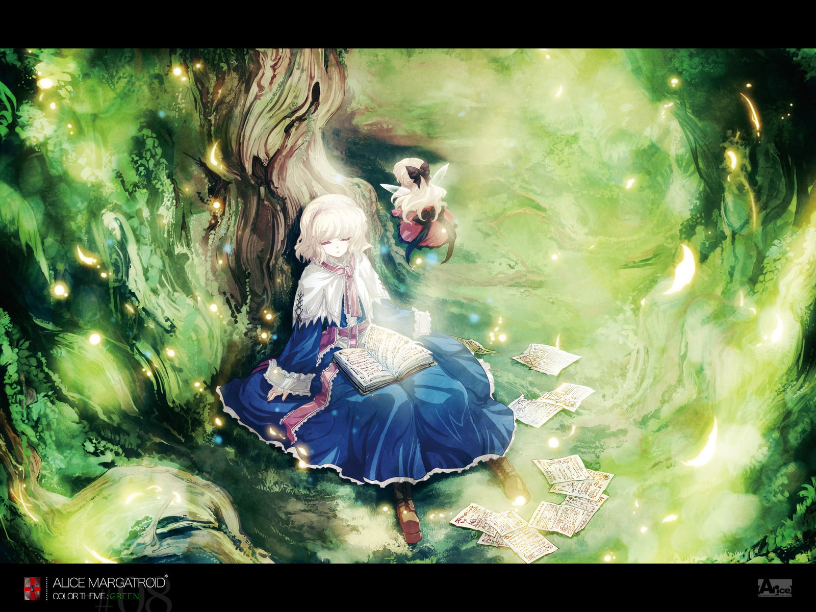 alice, short, wings, touhou, ribbons, tokiame, hourai, dress, margatroid, sleeping, book, hair, blonde, 720P, HD Wallpaper