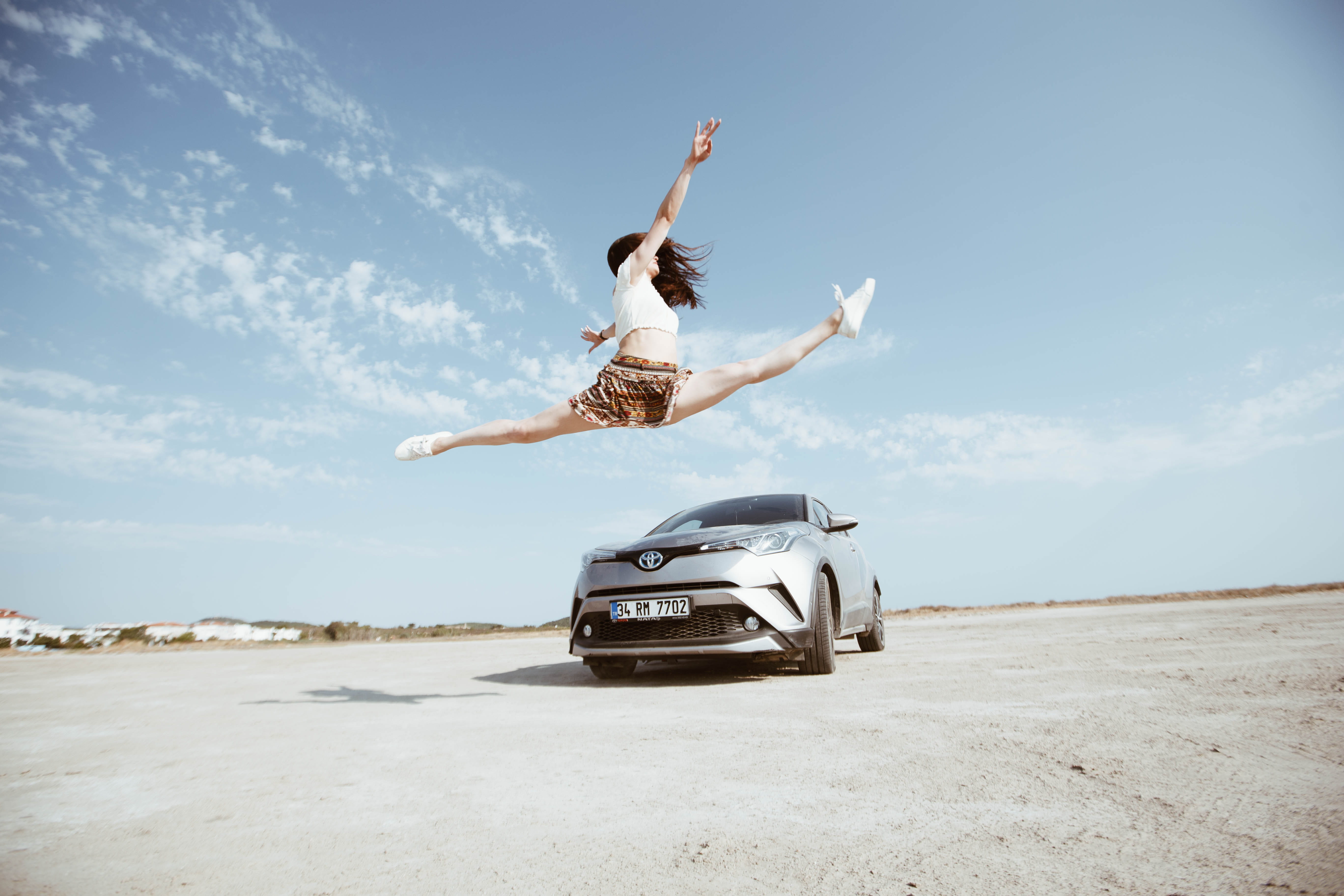 apparel, fun, person, car wheel, one person, land vehicle, daytime, sports car, land, car, full length, parked, clothing, motor vehicle, 5K, nature, limb, HD Wallpaper