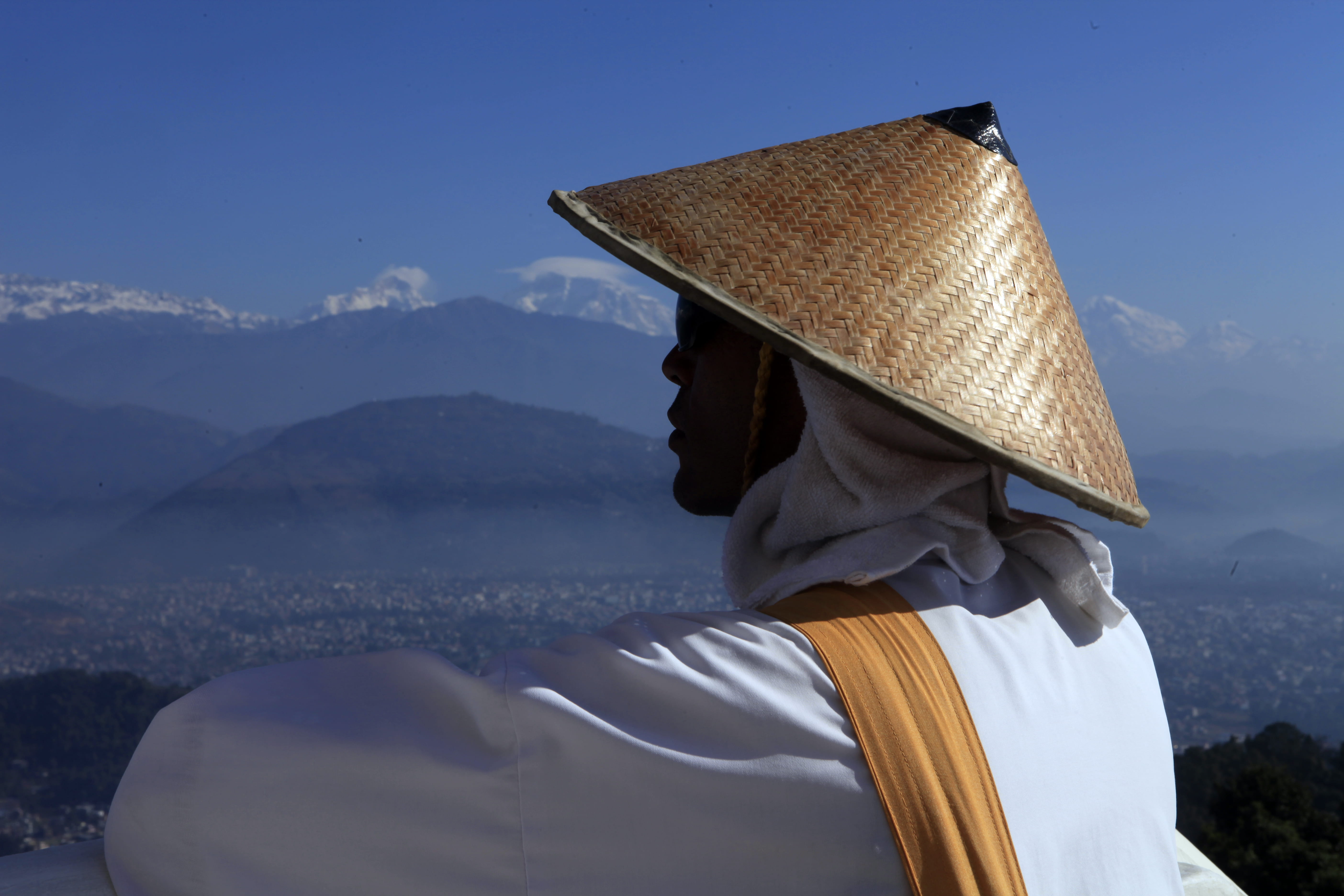 architecture, looking, vistum, mountain range, scenics - nature, hat, mountain, brown, lifestyles, outdoors, wearing, religion, man, day, view, 5K, person, HD Wallpaper