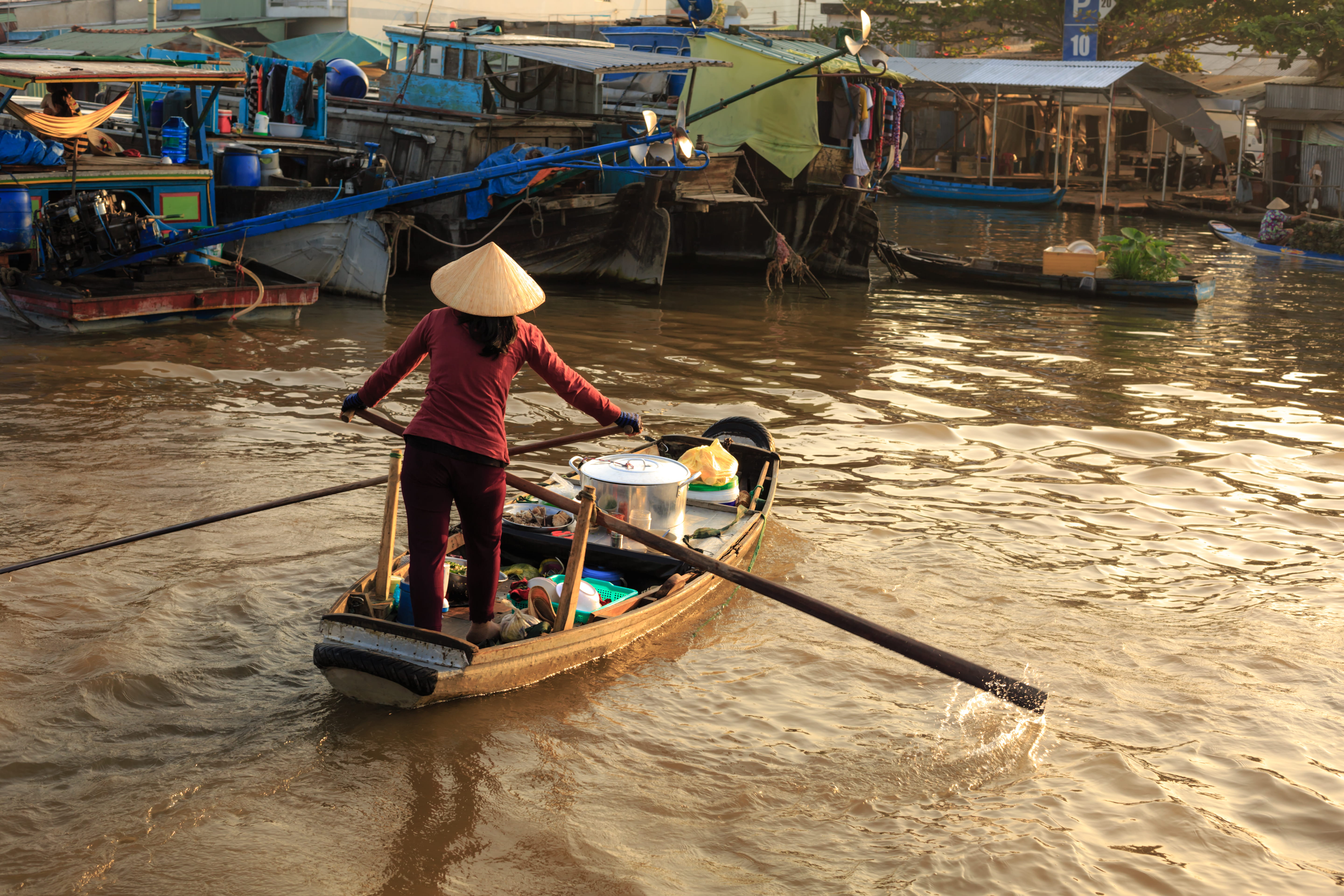 transportation, transportation system, men, hat, fisherman, occupation, mode of transportation, asian style conical hat, woman, one person, outdoors, daylight, HD Wallpaper