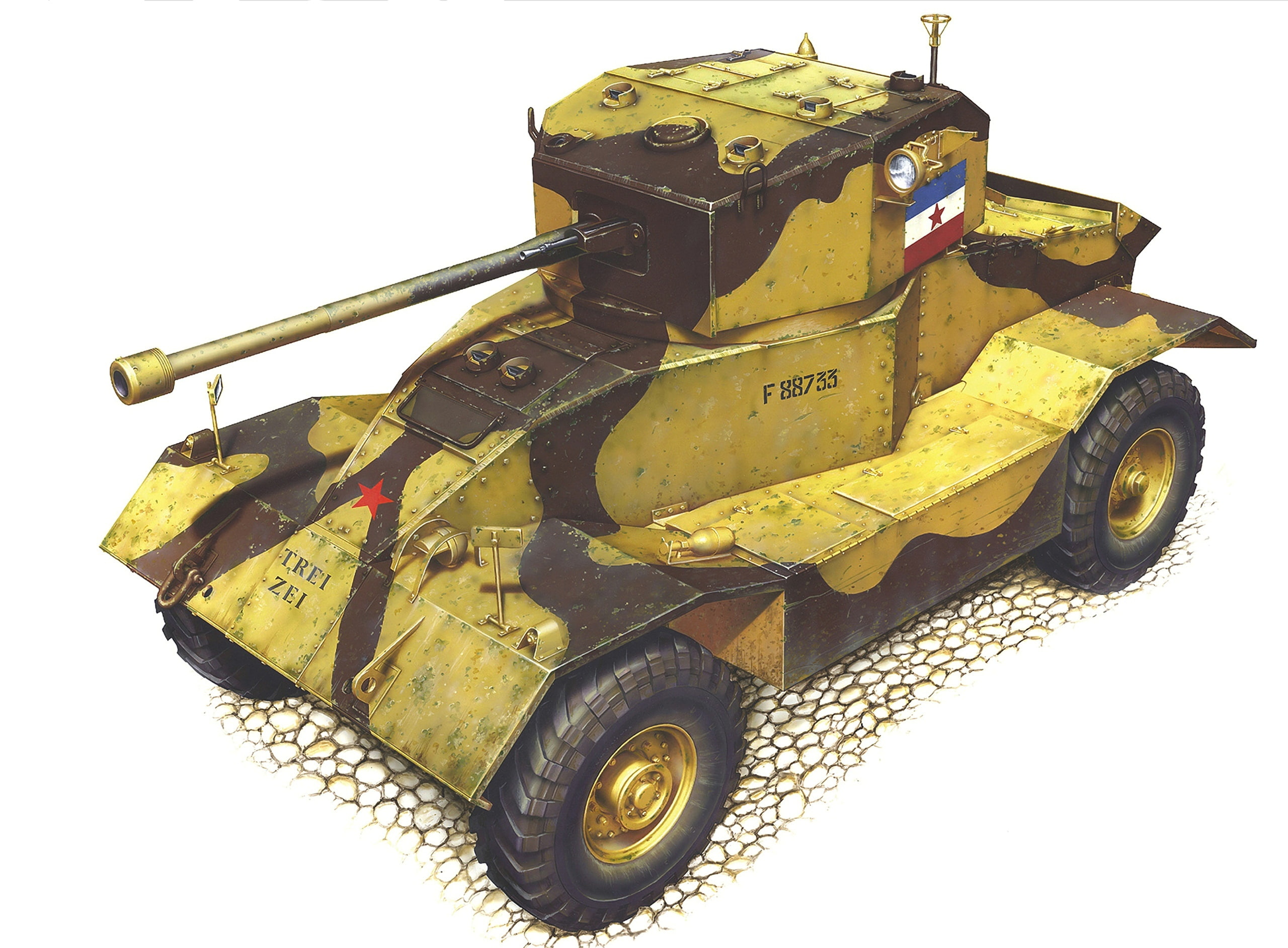 The armed forces of Yugoslavia, AEC Mk. II, armored car, 2K, figure, English, art, HD Wallpaper