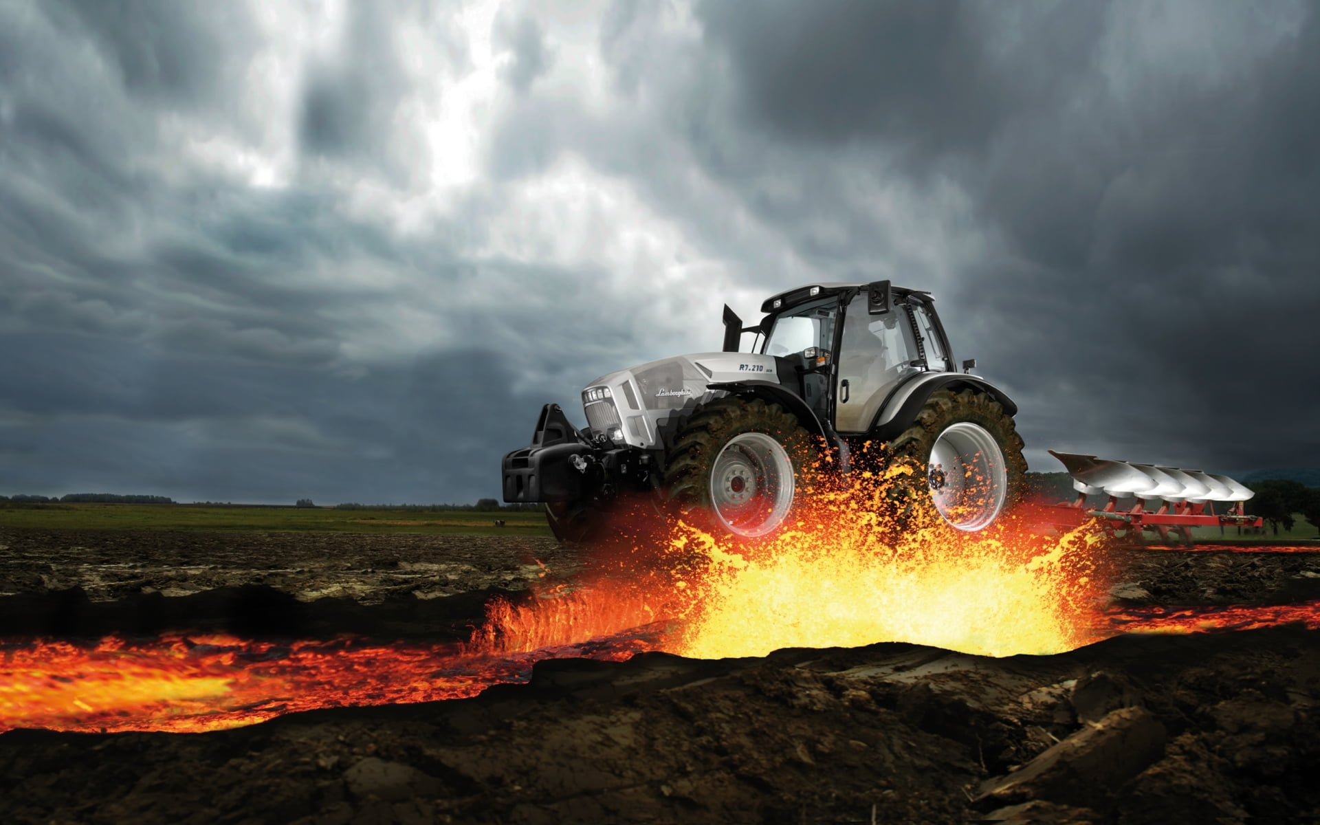 mode of transportation, landscape, environment, agricultural machinery, transportation, gray, 1080P, nature, outdoors, tractor, land, land vehicle, overcast, HD Wallpaper