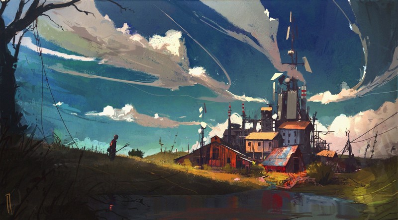 digital art, illustration, futuristic, science fiction, artwork, environment, painting, Ismail Inceoglu