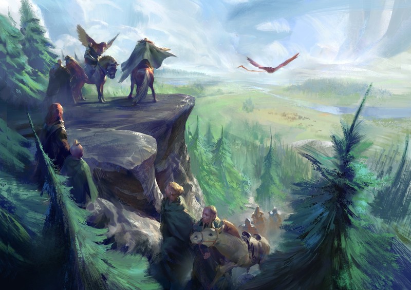 fantasy art, warrior, landscape, nature