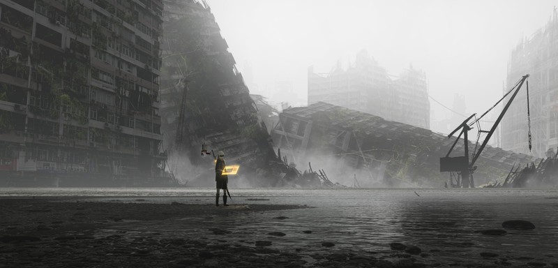 game art, minimalism, fantasy art, fan art, texture, cyber, android games, machine, apocalyptic, NieR, Nier: Automata, 9S (Nier: Automata), Yorha unit no.9 type s