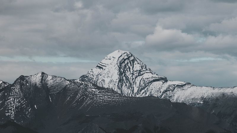 mountains, peak, clouds, shadow, landscape, 4k