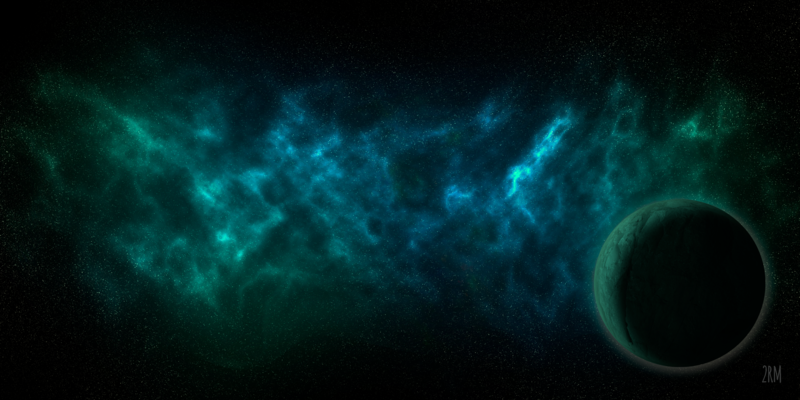 science fiction, digital art, space, planet, nebula, stars
