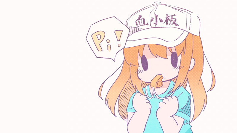 anime, manga, anime girls, minimalism, simple background, Hataraku Saibou, white background, whistle, children