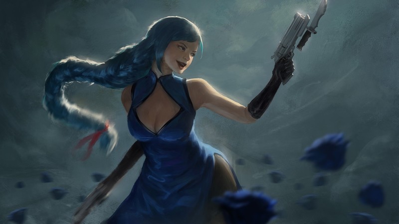 fantasy art, warrior, gun