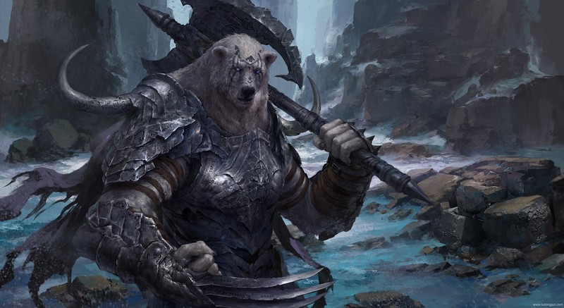 fantasy art, warrior, artwork, digital art, armor, fan art, creature, axes, claws, armour, Anthro, Guild Wars 2, Kodan