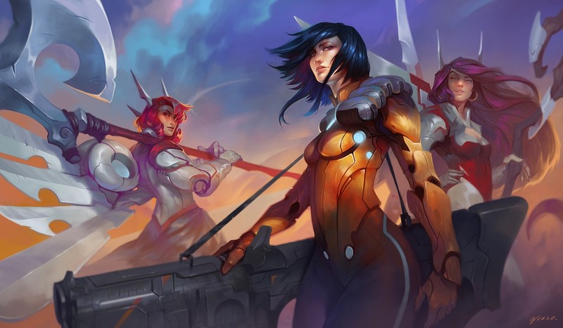 fantasy art, futuristic, warrior, gun