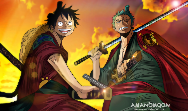 One Piece, Roronoa Zoro, Monkey D. Luffy, Amanomoon