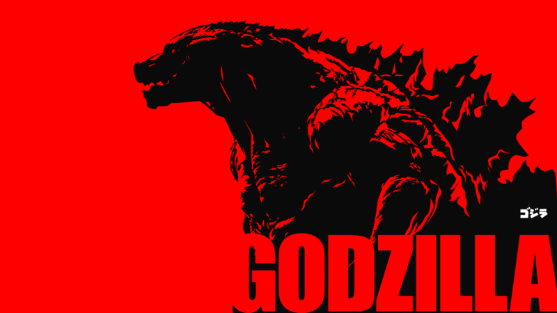 Godzilla, artwork, movies, red