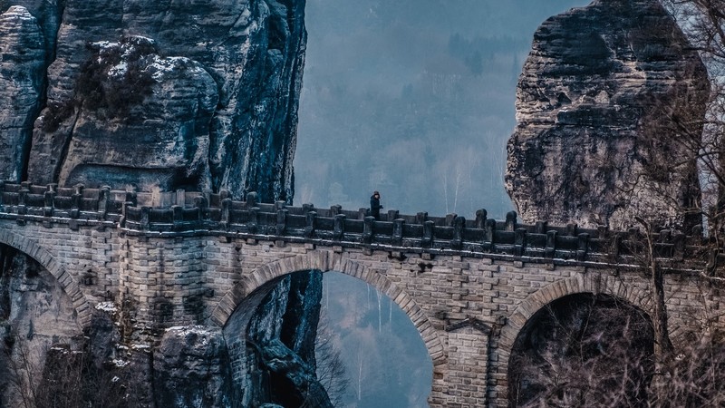bridge, rocks, Germany, Bastei, mountains