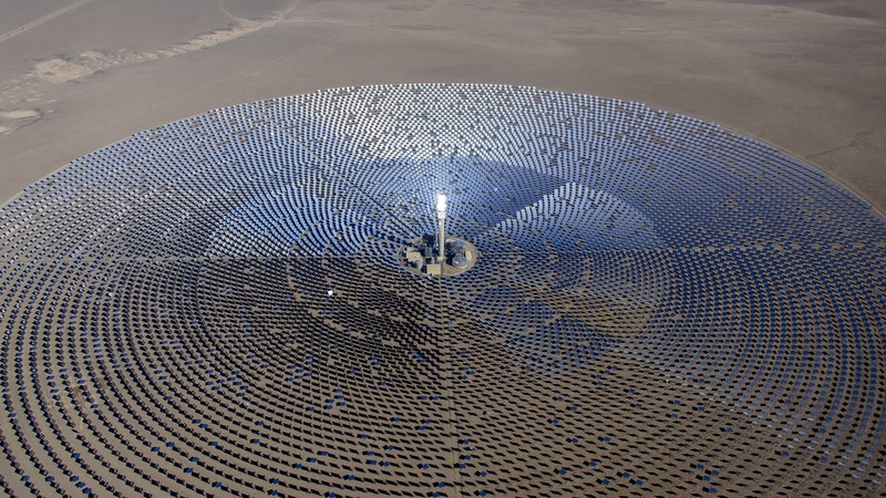 solar power, power plant, technology, desert, aerial view