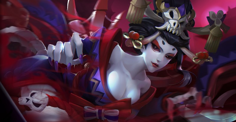 fantasy art, magic, boobs, painted nails, cleavage, red eyes, anime girls, anime, fantasy girl, big boobs