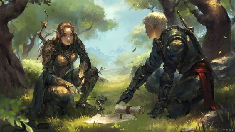 elves, knight, fantasy art, fantasy weapon, pointed ears