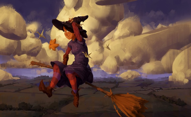 fantasy art, magic, witch, broom