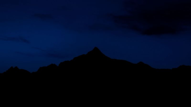 mountains, night, sky, darkness, 4k