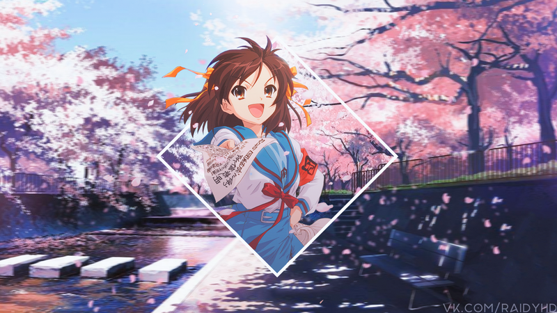 anime, anime girls, picture-in-picture, Suzumiya Haruhi