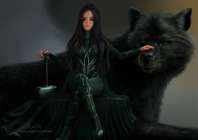 illustration, digital painting, Hela, Thor : Ragnarok, Thor