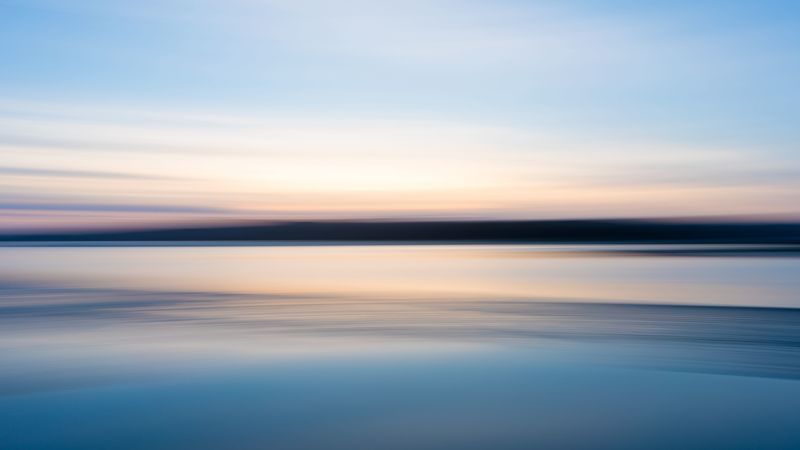 sea, horizon, sky, blur, stripes, 4k