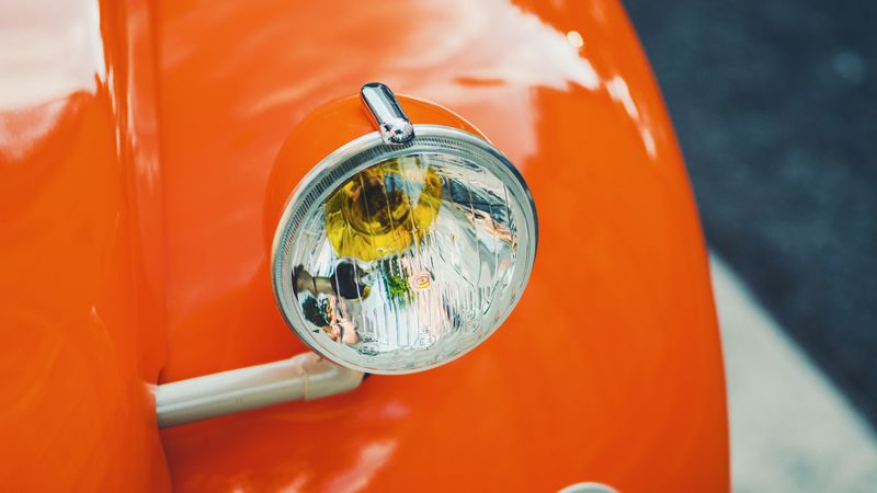 headlight, car, orange, retro, 4k
