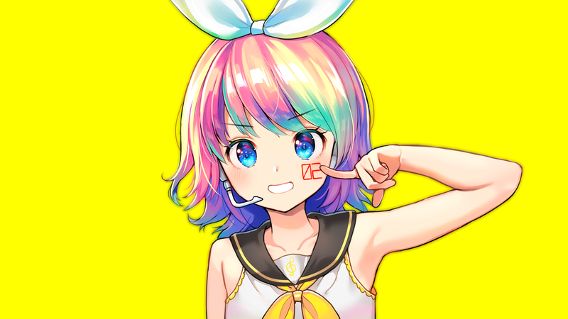anime, manga, anime girls, simple background, yellow, Kagamine Rin