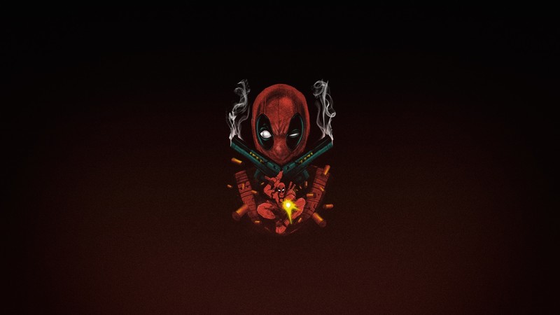 Deadpool, Merc with a mouth, simple background, gun, red background, simple