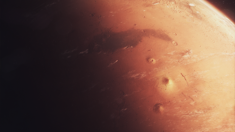 dark, Mars, space, planet, desert, digital art, simple