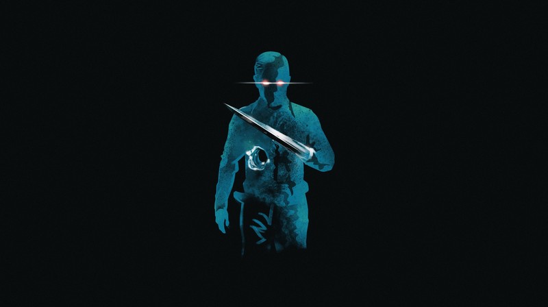 Terminator, movies, artwork, T-1000, blue, black background, Terminator 2, antiheroes