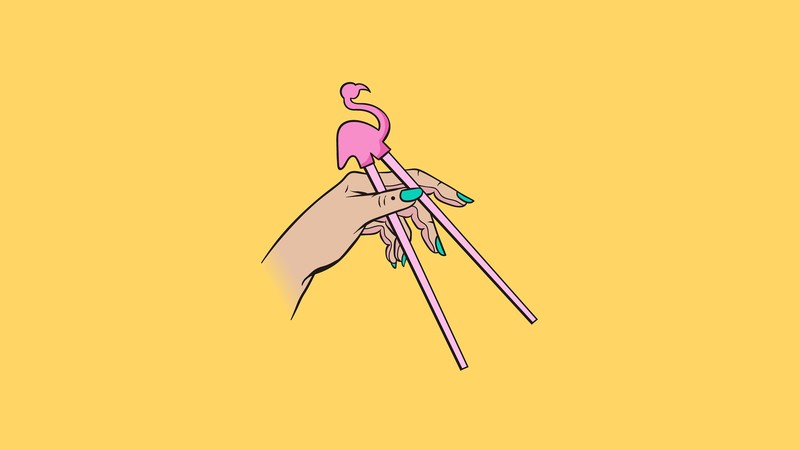 Adobe Illustrator, Remaster, album covers, yellow background, Flamingosis