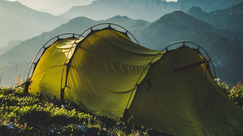 tent, mountains, travel, camping, fog, sky, 4k