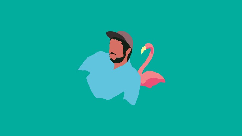 Adobe Illustrator, Remaster, pink, beards, minimalism, teal, turquoise, Flamingosis