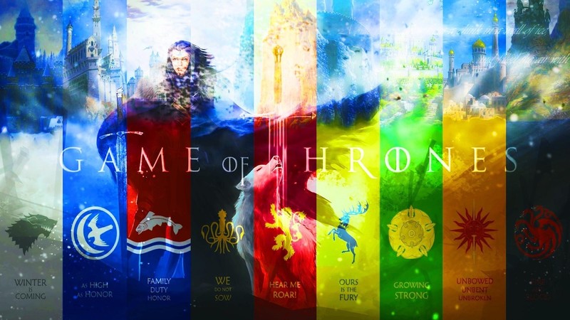 Game of Thrones, tv series, colorful, fantasy art, collage