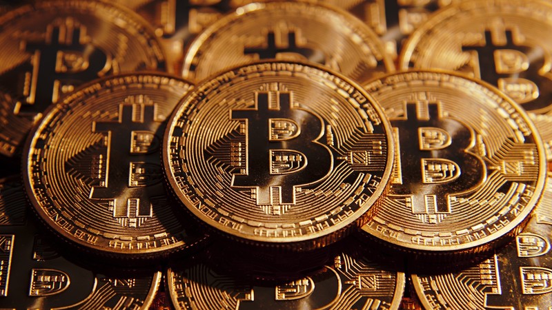 coins, gold, Bitcoin