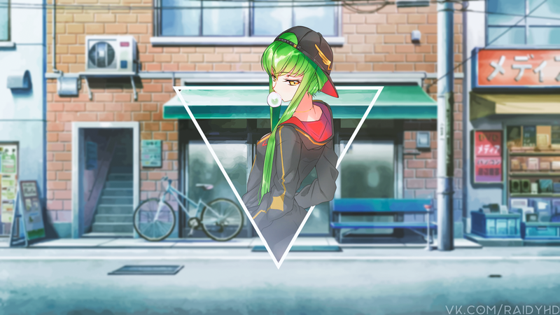 anime, anime girls, picture-in-picture, Code Geass, C.C.