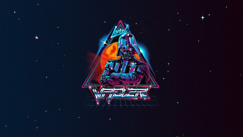 Darth Vader, Star Wars, artwork, neon, synthwave, Star Wars Villains