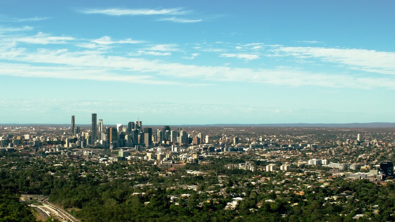 Brisbane, Australia, city, trees, architecture, skyline, horizon
