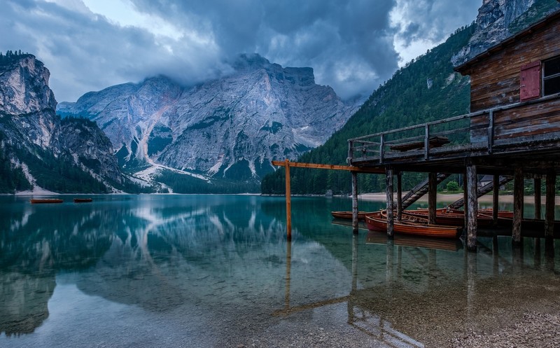 mountains, reflection, nature, water, lake, boat